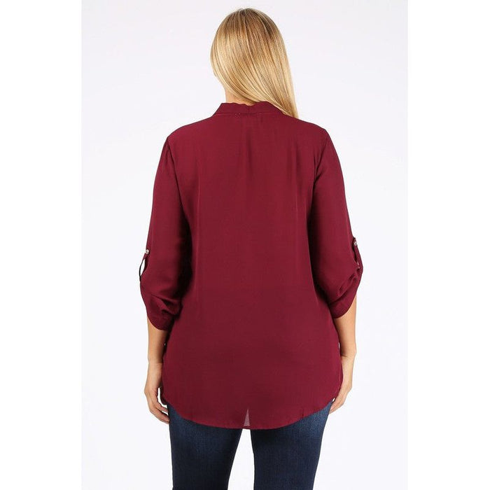 Plus Size Tie V-Neck Top