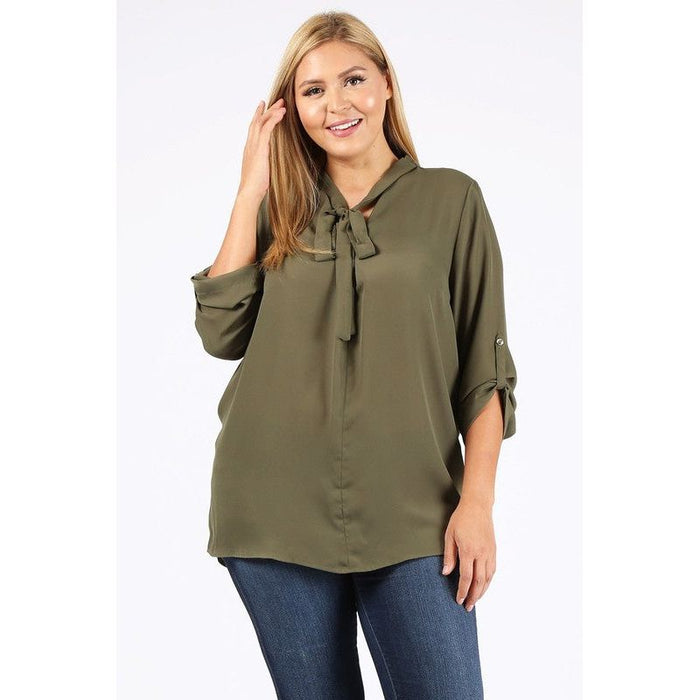 Plus Size Tie V-Neck Top