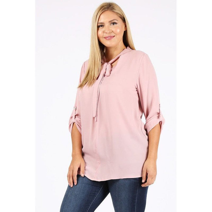 Plus Size Tie V-Neck Top