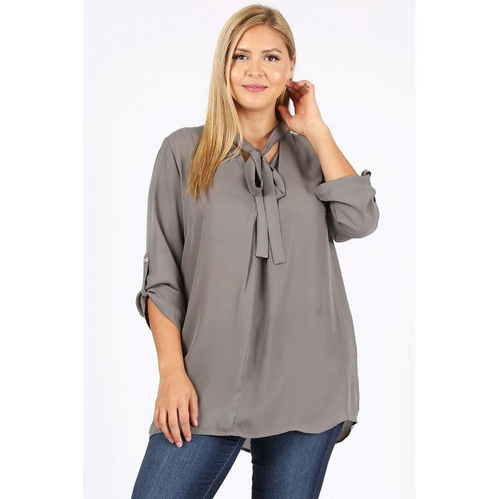 Plus Size Tie V-Neck Top