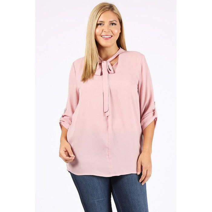 Plus Size Tie V-Neck Top