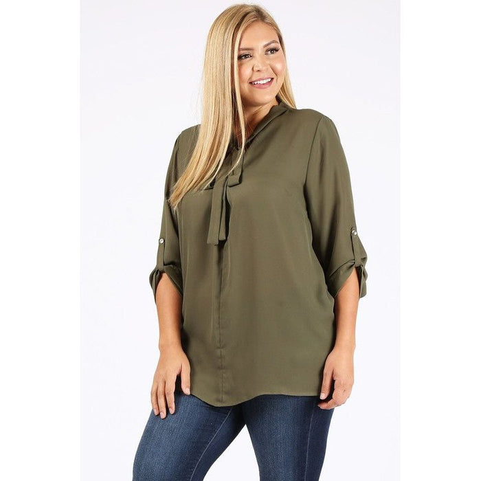 Plus Size Tie V-Neck Top