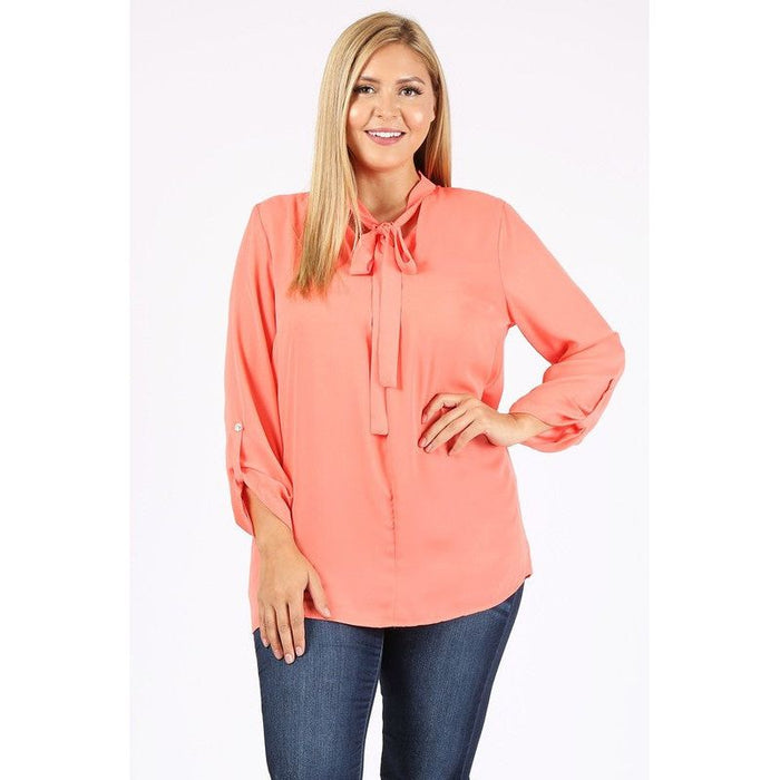 Plus Size Tie V-Neck Top