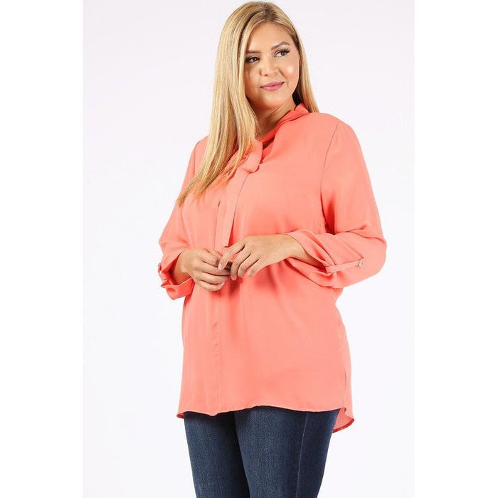 Plus Size Tie V-Neck Top