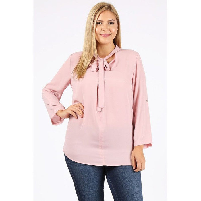 Plus Size Tie V-Neck Top