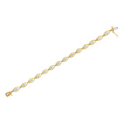 Bids.com 10K Yellow Gold Plated .925 Sterling Silver 1 cttw Prong Set Round-Cut Diamond Link Bracelet (J-K Color, I1-I2 Clarity) - 7.25" Bracelets