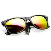 zeroUV Retro Matte Black Horned Rim Flash Colored Lens Sunglasses 58mm 8025 Sunglasses