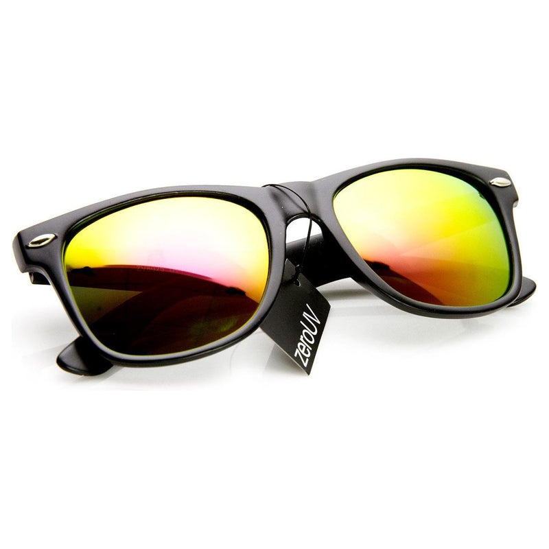 zeroUV Retro Matte Black Horned Rim Flash Colored Lens Sunglasses 58mm 8025 Sunglasses
