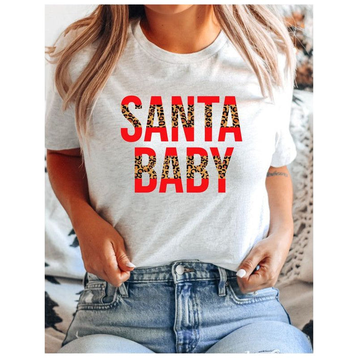 Leopard Santa Baby Graphic Tee