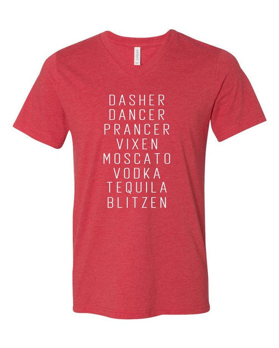 Dasher Dancer Prancer Vixen Boutique V Neck Tee