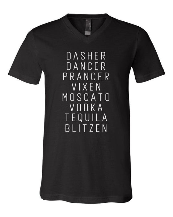 Dasher Dancer Prancer Vixen Boutique V Neck Tee