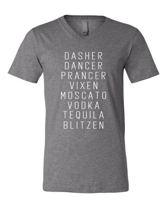 Dasher Dancer Prancer Vixen Boutique V Neck Tee