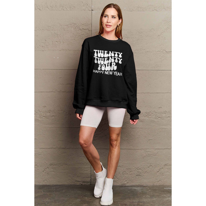 Simply Love TWENTY TWENTY FOUR HAPPY NEW YEAR Dropped Shoulder Sweatshirt