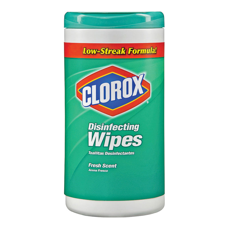 Clorox Clorox Disinfecting Wipes, Bleach-Free Cleaning Wipes - Wipe - Fresh Scent - 75 / Canister - 450 / Carton - White Saxophone Care & Cleaning Light Sea Green