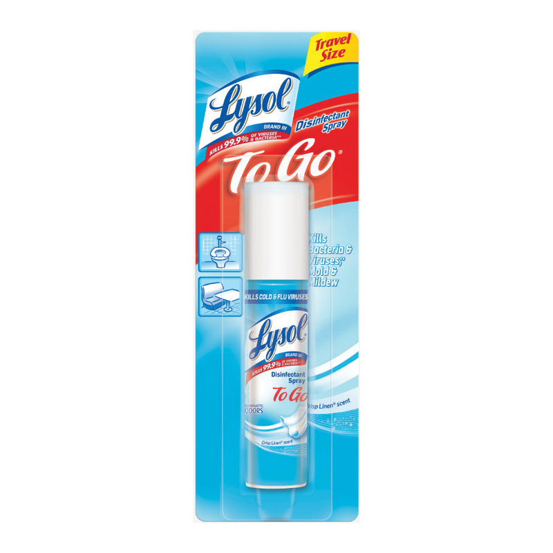 Lysol Lysol Disinfectant Spray, To Go, Crisp Linen Scent, Travel Size 1 Oz Household Disinfectants Light Blue