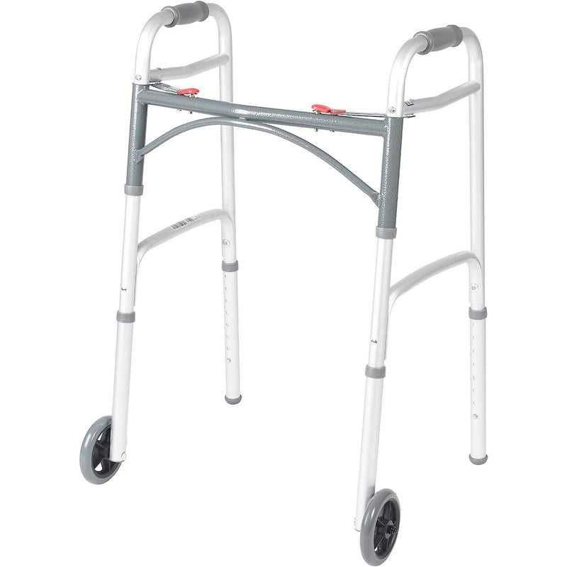 Drive Medical Drive Medical 2-Button Folding Walker With Wheels Walkers