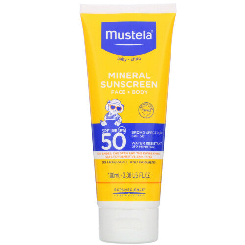 Mustela Mustela Fragrance Free Mineral Baby Sunscreen Lotion SPF 50 - 3.38 Fl Oz Sunscreen White Smoke