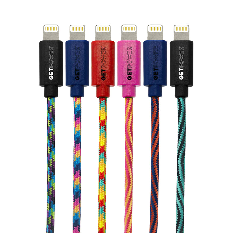 GetPower GetPower 10 Ft. Multi-Color Braided Lightning USB Charging & Sync Cable Cables