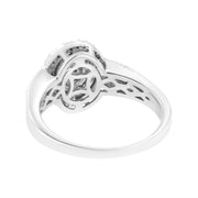 Bids.com .925 Sterling Silver 1/3 Cttw Pave Set Round-Cut Diamond Braided Halo Cocktail Ring (I-J Color, I2-I3 Clarity) - Size 7 Rings