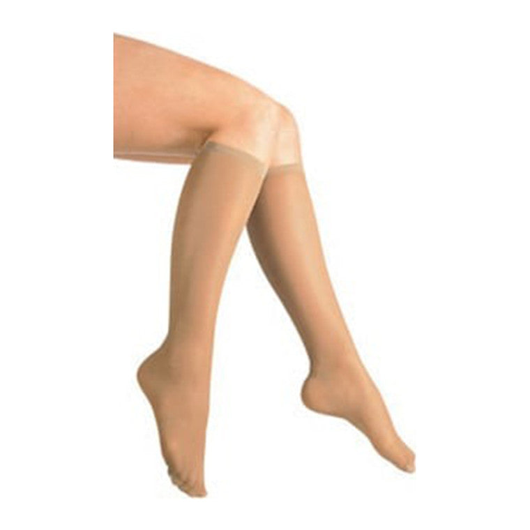 Loving Comfort Loving Comfort Women’s Microfiber Compression Knee-High Socks – 10-20 mmHg, Closed Toe, Beige, Small (1 Pair) Knee Socks