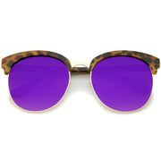 zeroUV Women's Oversize Round Half Frame Flash Lens Sunglasses A388 Sunglasses