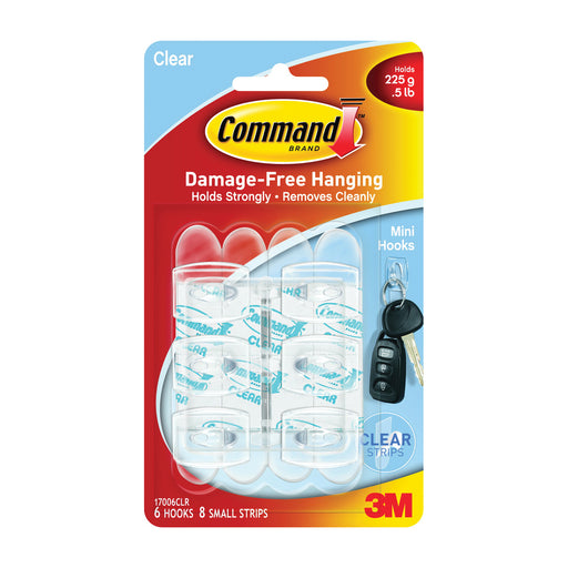 Command Command Clear Hooks Mini Damage-free Hanging 6 Hooks, 8 Strips 3M Home & Garden