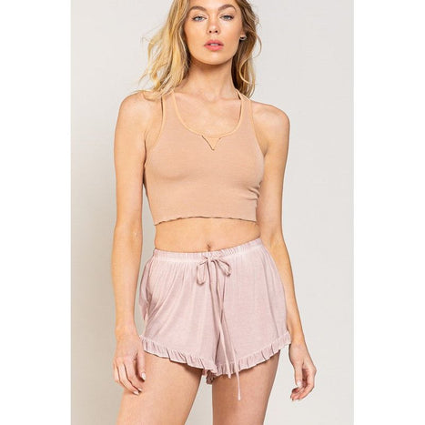 Pol Light Weight Ruffle Trim Shorts