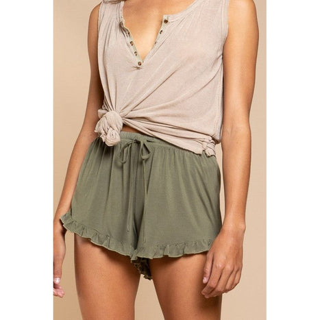 Pol Light Weight Ruffle Trim Shorts