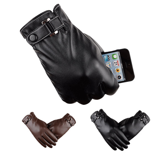 Autumn Warmth Stylish Vegan Leather Touch Smart Gloves by VistaShops