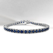 Bids.com 8.36 Carat Genuine Blue Sapphire .925 Sterling Silver Bracelet Bracelets