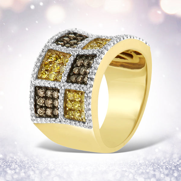 Bids.com 14KT Yellow Gold Champagne, Yellow and Round Diamond Band Ring (1 1/2 cttw, H-I Color, I1-I2 Clarity) Rings