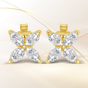 Bids.com 14K White Gold 1/2 Cttw Marquise Diamond 8 Stone Floral Leaf Stud Earrings (H-I Color, SI1-SI2 Clarity) Earrings