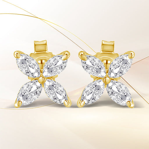 Bids.com 14K White Gold 1/2 Cttw Marquise Diamond 8 Stone Floral Leaf Stud Earrings (H-I Color, SI1-SI2 Clarity) Earrings