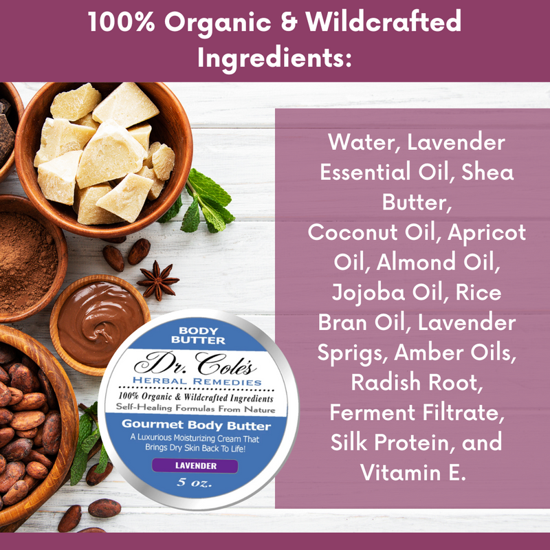 COLEHERBALS LLC 40 - Dr. Cole's Gourmet Body Butter - LAVENDER Herbal Rosy Brown