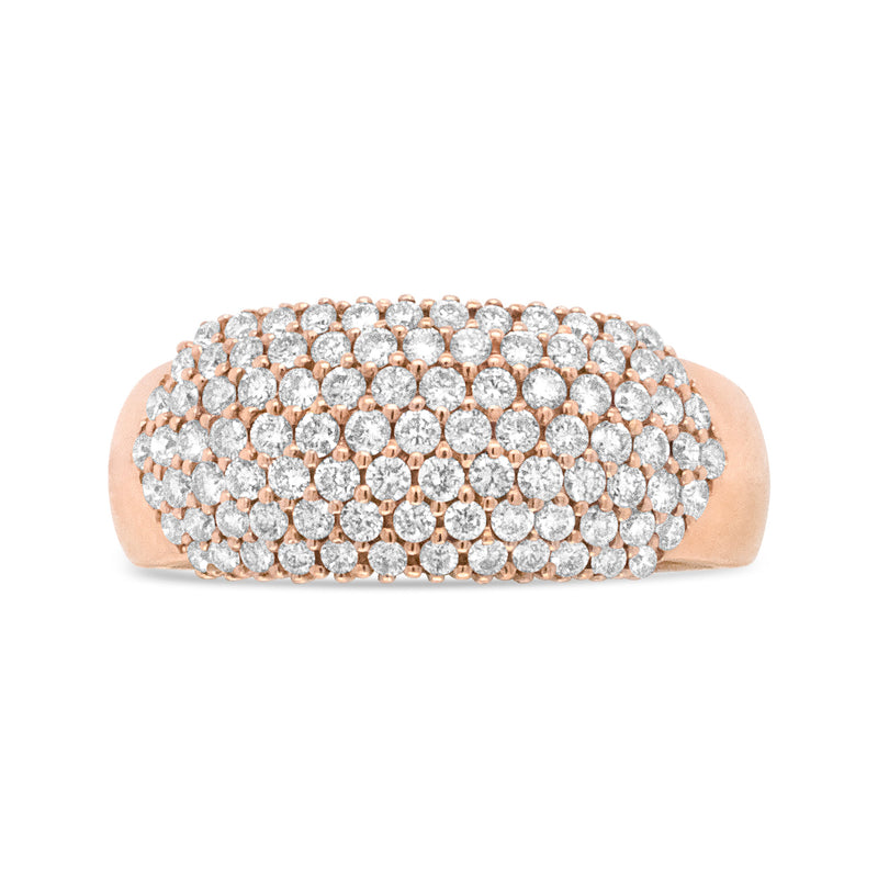 Bids.com 18K Rose Gold 1.00 Cttw Diamond Multi Row Dome Band Ring (F-G Color, VS1-VS2 Clarity) - Ring size 7 Rings