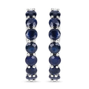 Bids.com 2.66 Carat Genuine Blue Sapphire .925 Sterling Silver Earrings Earrings