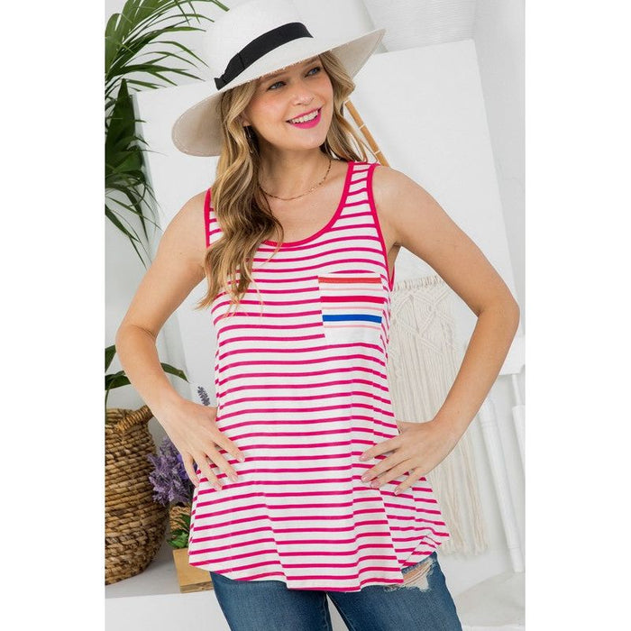 Plus Mixed Stripe Tank Top