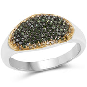 Bids.com 0.45 Carat Genuine Green Diamond and Yellow Diamond .925 Sterling Silver Ring Rings