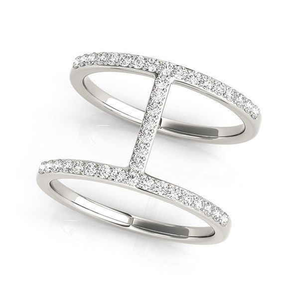 Bids.com 14k White Gold Dual Band Bridge Style Diamond Ring (3/8 cttw) Rings