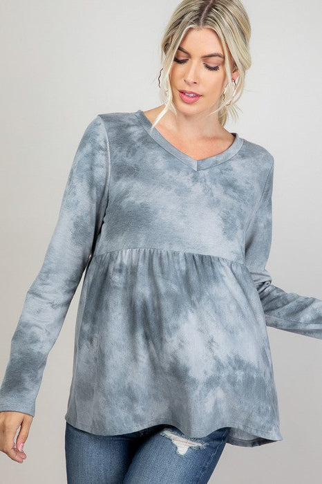 Plus Cloud Tie Dye Babydoll Top