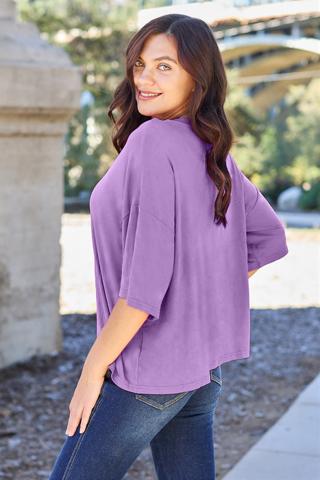 Bamboo Round Neck Drop Shoulder T-Shirt