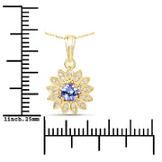 Bids.com 0.31 Carat Genuine Tanzanite and White Diamond 14K Yellow Gold Pendant Pendants