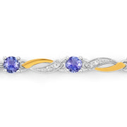 Bids.com 0.77 Carat Genuine Tanzanite and White Sapphire .925 Sterling Silver Bracelet Bracelets