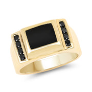 Bids.com 2.14 Carat Genuine Black Onyx and Black Diamond .925 Sterling Silver Ring Rings