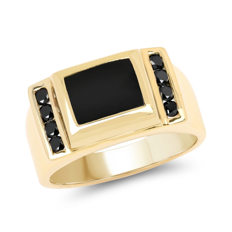 Bids.com 2.14 Carat Genuine Black Onyx and Black Diamond .925 Sterling Silver Ring Rings
