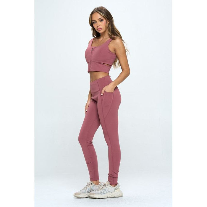 Zip Up Crop Sports Tank Top Set