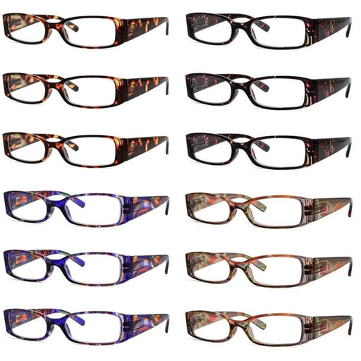 eyekeeper.com 12 Pack Cute Pattern Reading Glasses Rectangular Readers R040G Eyeglasses