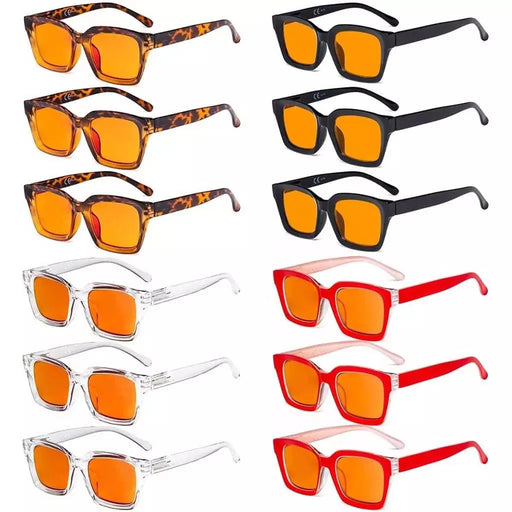 eyekeeper.com 12 Pack Orange Tinted Stylish Blue Light Blocking Reading Glasses DS9106 Eyeglasses
