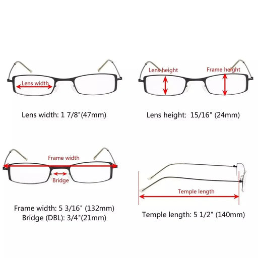 eyekeeper.com 12 Pack Stainless Steel Metal Frame Lightweight Reading Glasses R15005 Eyeglasses