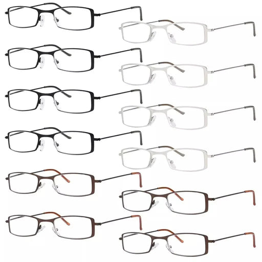 eyekeeper.com 12 Pack Stainless Steel Metal Frame Lightweight Reading Glasses R15005 Eyeglasses